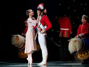 Alanna McAdie, Peter Lancksweerdt, and students from the Royal Winnipeg Ballet perform The Nutcracker in 2022.