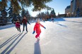 the Cameco Meewasin Skating Rink is located on the river's edge in downtown Saskatoon.