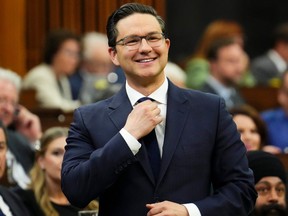 Conservative Leader Pierre Poilievre rises during question period in the House of Commons on Parliament Hill in Ottawa on Wednesday, May 10, 2023.