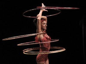 Sante Fortunato performs her hoops routine for Cirque du Soleil's Corteo in 2018.