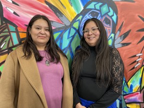 (L-R) Vanessa Burns and Deborah Burns stand for a portrait on January 19, 2024 in Melfort, Saskatchewan.