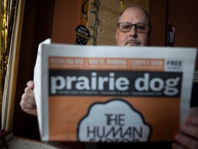 Prairie Dog and Planet S editor Stephen Whitworth sits for a portrait inside a Regina cafe on Wednesday, January 17, 2024 in Regina.