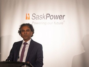 Rupen Pandya, SaskPower President and CEO speaks at a SaskPower press conference announcing a the small modular reactor (SMR) project at Hotel Saskatchewan on Tuesday, September 20, 2022 in Regina.