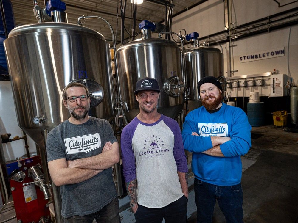 City Limits Brewing co-owners Steven Maier, Craig Holland and Matt Chevrier in Stumbletown at 1905 Quebec Ave, Unit 20.