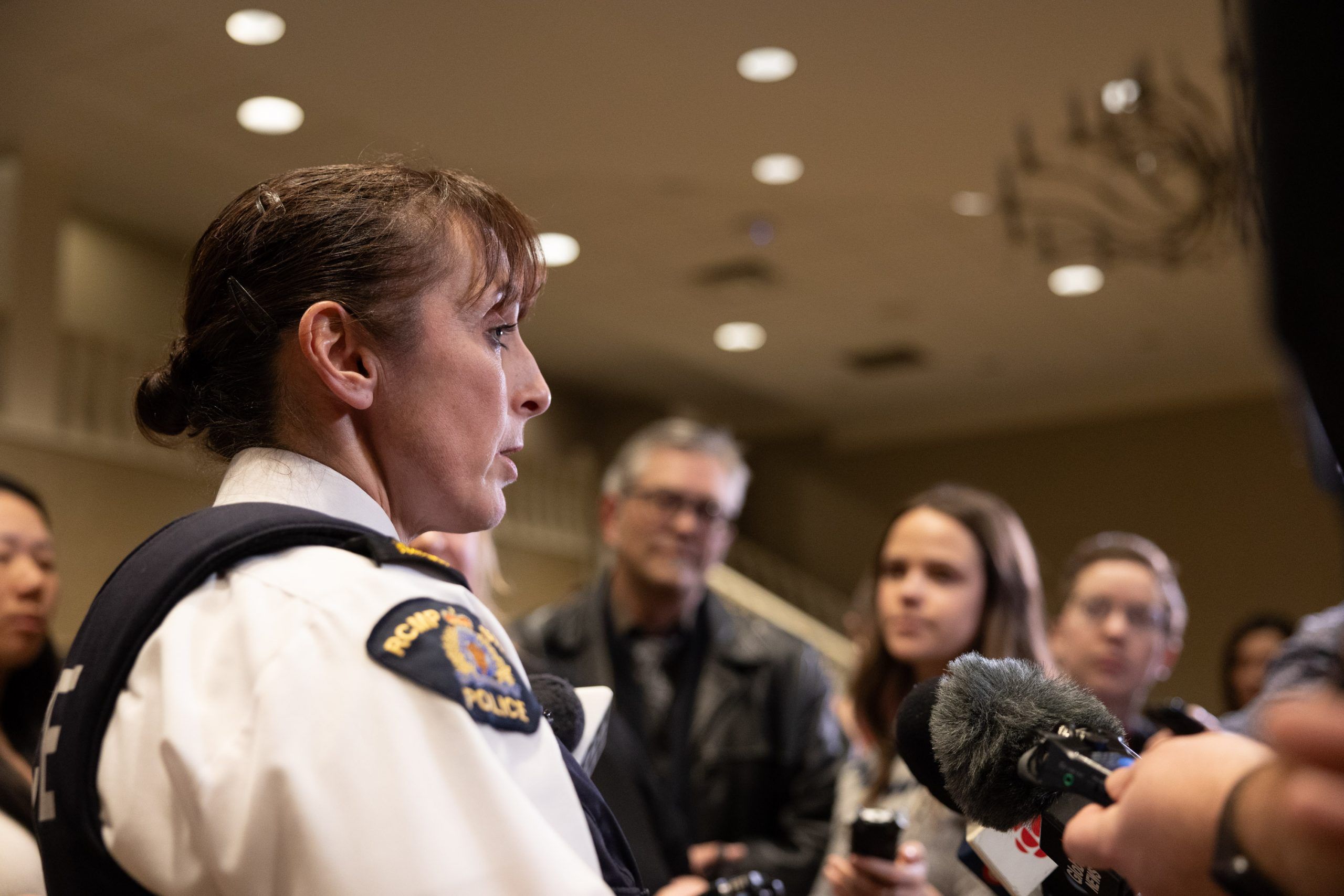 Rhonda Blackmore, Commanding Officer of the Saskatchewan RCMP, speaks during a press conference after the inquest into the apprehension and death of Myles Sanderson