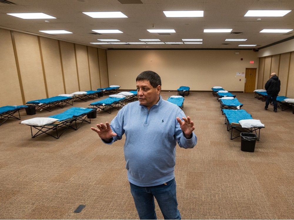Saskatoon Tribal Council Chief Mark Arcand speaks to media at the new STC emergency wellness centre on Fairmount Drive. Photo taken in Saskatoon, SK in December of 2022.