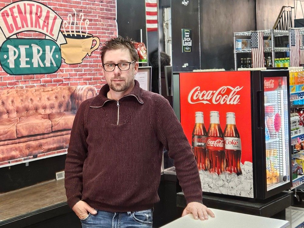 Kelvin Fellner at his new Kelvins Perk store in downtown Saskatoon. Fellner makes regular trips to the US to bring American items to Canada and sell them.