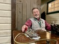 Fred Abonyi sends a message by telegraph at the Western Development Museum in Saskatoon, Saskatchewan on February 4, 2024.