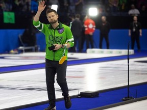 Team Saskatchewan skip Mike McEwen waves to the crowd after Team Canada defeats Team Saskatchewan at the gold medal game at the 2024 Montana's Brier at the Brandt Centre on Sunday, March 10, 2024 in Regina.