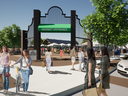 An artist's rendering of the Gather Local Market entrance. The market will open at the Farmers Market Building at River Landing on May 4.