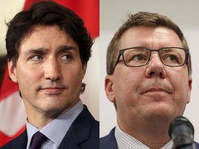 Prime Minister Justin Trudeau and Saskatchewan Premier Scott Moe. Collage by Troy Fleece/Regina Leader-Post. Original photos by Chad Hipolito/CANADIAN PRESS and Michelle Berg / Saskatoon StarPhoenix