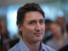 Prime Minister Justin Trudeau will be in Saskatoon today. Trudeau listens during an announcement at the University of Victoria, in Saanich, B.C., Friday, April 19, 2024.