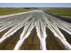 A record release rate of water from the Gardiner Dam at Diefenbaker Lake in anticipation of arriving Alberta floodwaters has also flooding some areas downstream on the South Saskatchewan Monday, June 24, 2013.