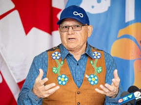 Métis Nation–Saskatchewan President Glen McCallum speaks during a press conference about the future of MN-S and the path to self-governance.