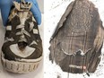 Saskatchewan RCMP Historical Case Unit provided these photos of a shoe and a bag in the hope of identifying human remains found near Moose Jaw on April 28, 2024.