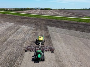 Saskatchewan wheat farmer Chris Sapieha seeds his 2,000 acres of land.