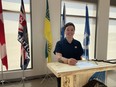 Autumn Laing-LaRose, Minister of Youth for Metis Nation-Saskatchewan, speaks at the grand opening of Dumont Lodge at Batoche on July 3, 2024.
