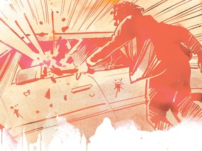 This illustration by artist Brice Hall is based on his reading of the Leader-Post feature 'The secret in the slough' (Brice Hall/Postmedia)