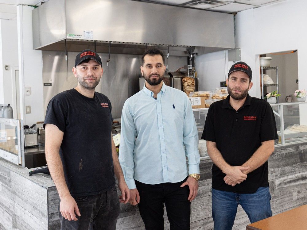 Cousins (from left) Mohammad Rateb Hammoudah, Mohamad Dahan and Hassan Hamodah, originally from Syria, opened Reem Star Shawarma on Broadway in August, featuring Middle Eastern food.