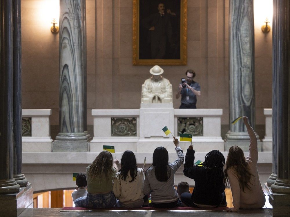 children at the Legislature in Regina