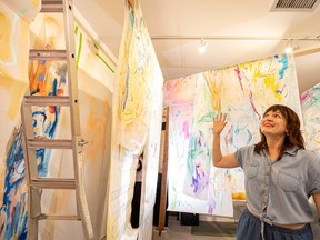 Emerging visual artist Breanne Bandur is photographed in her studio at The Two Twenty, Saskatoon, working on Semblance of Something, her immersive, drawing-based installation for Nuit Blanche.