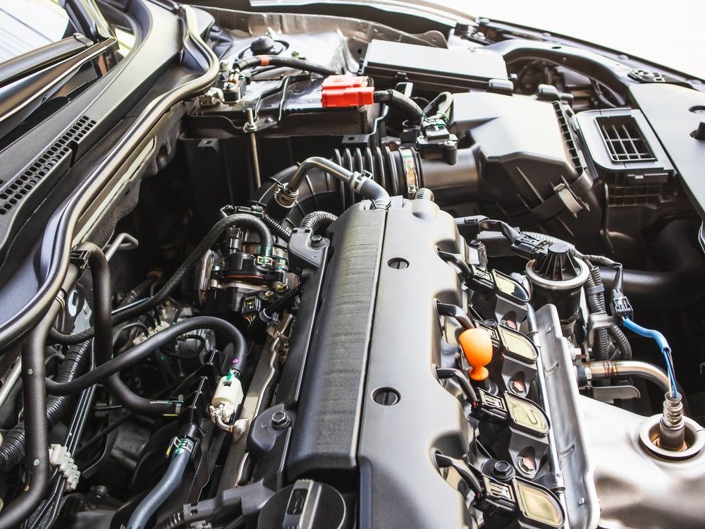 close up of new car engine