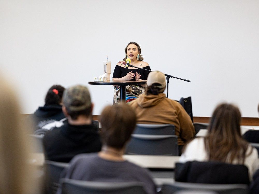 Indigenous educator Jasmyn Albert is one of 67 storytellers who will engage with communities across Saskatchewan this month.