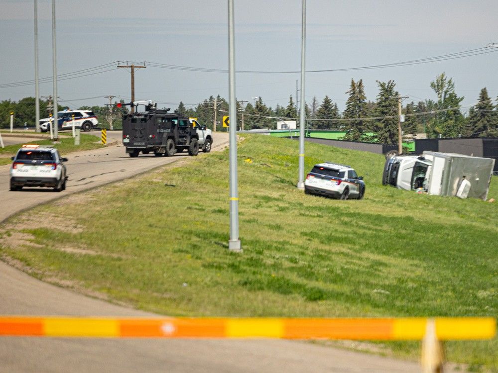 Car chase aftermath.