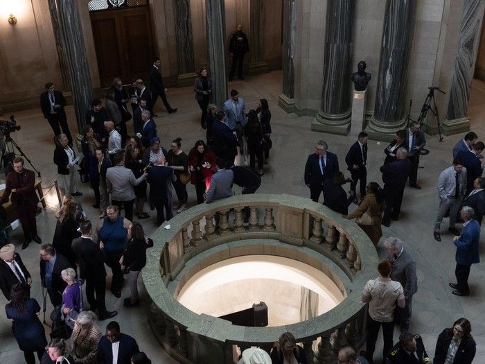 Inside the rotunda at the Saskatchewan Legislative Building.