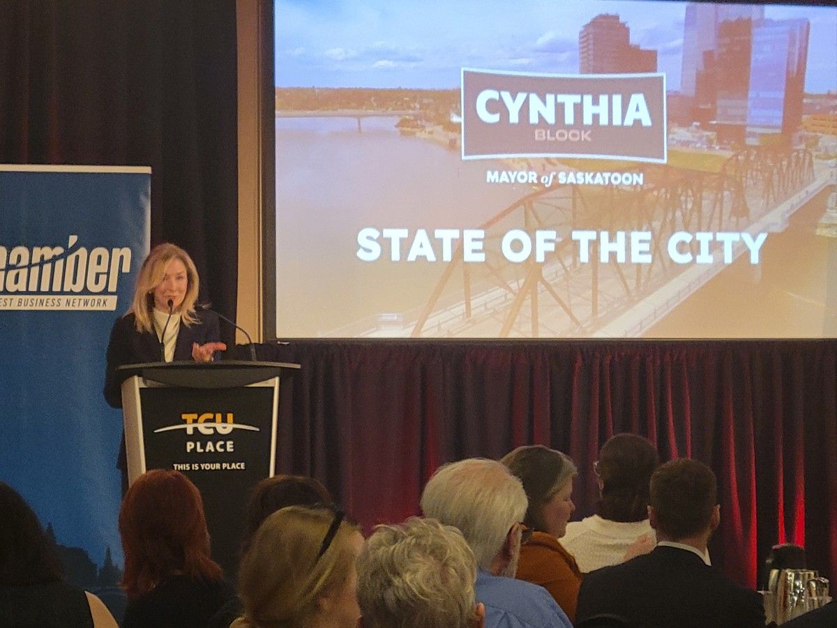 Mayor Cynthia Block speaking at the State of the City event.