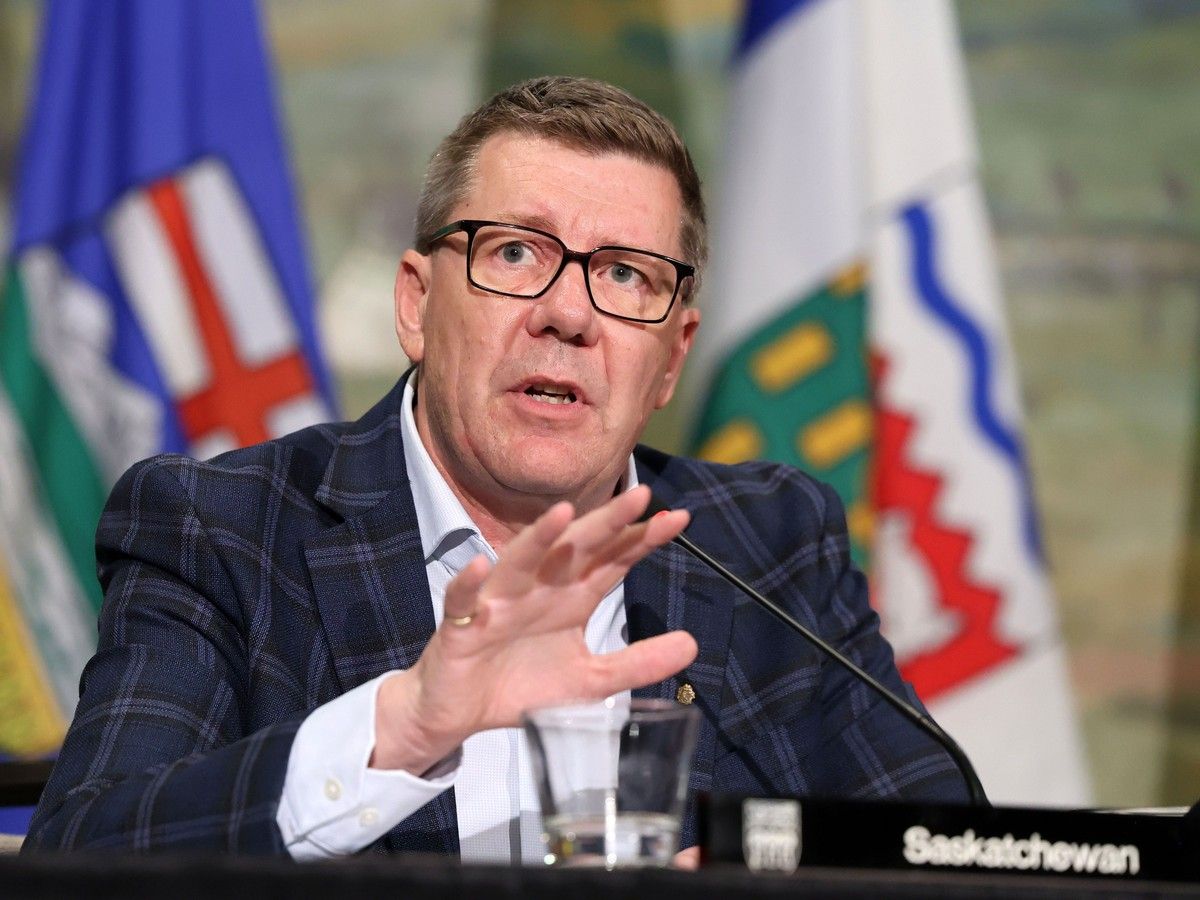 Saskatchewan Premier Scott Moe speaks during a press conference at the Western Premiers' Conference in Kananaskis, Alberta on Tuesday, May 26, 2026.
