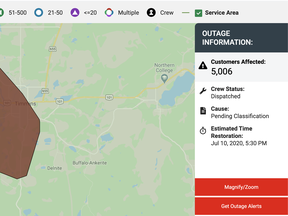 Hydro One expects to have the outage resolved by 5:30 p.m. this evening. Screenshot