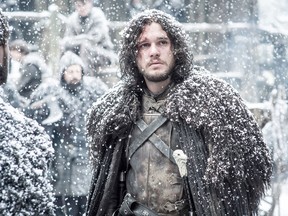 This file image released by HBO shows Kit Harington as Jon Snow, left, in a scene from "Game of Thrones." (Helen Sloan/HBO via AP, File)