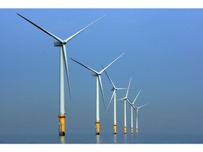 Wind turbines.