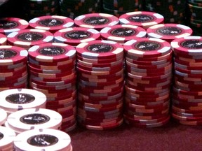 This June 24, 2016 photo shows gambling chips at the Golden Nugget casino in Atlantic City, N.J.