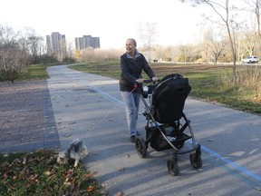 Irene Tarnoweckyj is pictured walking in 2016 with her grandson Matteo in Marie Curtis Park.