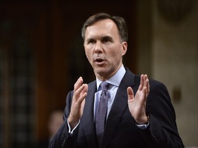 Minister of Finance Bill Morneau announces the government's economic update during question period on Parliament Hill, in Ottawa on Thursday, Oct. 19, 2017. (Adrian Wyld/The Canadian Press)