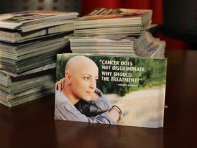 More than 15,000 postcards from patients calling for full provincial coverage of take-home cancer drugs are delivered to the Ontario government on Wednesday, October 25, 2017.