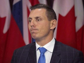 Ontario Provincial Conservative Leader Patrick Brown answers questions from the media following opening the second session of the 41st Parliament of Ontario in Toronto on Monday, Sept. 12, 2016. Premier Kathleen Wynne's lawyers wrote a letter to Patrick Brown on Wednesday asking that he withdraw comments he made about her or face a defamation lawsuit. (PETER POWER/THE CANADIAN PRESS)