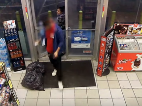 Screengrab from surveillance video of a robbery at Vaughan gas station.