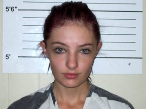This undated booking photo provided by the Chickasaw County Sheriff's Office in New Hampton, Iowa, shows Cheyanne Harris. Authorities have charged Harris and Zachary Koehn with murder in the death of their 4-month-old son, whose maggot-infested body was found in a baby swing in the family's home. (Chickasaw County Sheriff's Office via AP)