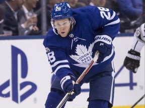 Toronto Maple Leafs right winger Connor Brown against the L.A. Kings on Oct. 23, 2017. (Craig Robertson/Toronto Sun/Postmedia Network)