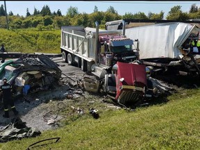 Fatal collision on Hwy. 48 in Georgina involving a transport truck on July 27, 2017.