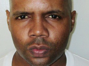 This undated photo released by the Alabama Department of Corrections shows Alabama inmate Torrey Twane McNabb, who was convicted in the 1997 shooting death of Montgomery police Officer Anderson Gordon two decades ago. The Alabama attorney general's office plans to ask justices to lift a stay blocking the Thursday, Oct. 19, 2017, scheduled execution of 40-year-old McNabb. (Alabama Department of Corrections via AP)