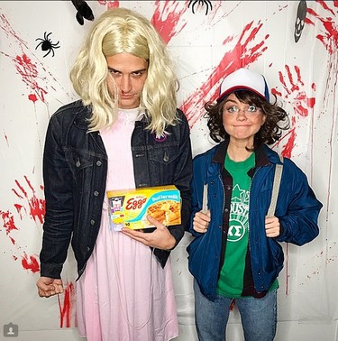 Sarah Hyland and and Wells Adams had Stranger Things on their minds. (sarahhyland/Instagram)