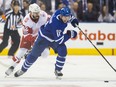 Toronto Maple Leafs forward Zach Hyman during NHL action against the Detroit Red Wings at the Air Canada Centre in Toronto on Oct. 18, 2017. (Ernest Doroszuk/Toronto Sun/Postmedia Network)