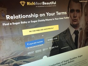 The Canadian version of the 'sugar daddy' dating website Rich Meet Beautiful.
