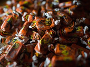 Molasses Kisses Halloween candy by Kerr's Candy are shown in Toronto on Thursday, Oct. 26, 2017. Kerr's Candy social media team is defending the company's Molasses Kisses treats on Twitter after a newspaper derided it as "the worst Halloween candy." Kerr's, which was founded in 1895, promotes the kisses on its website as "traditional Halloween taffy" and says the candies contain 10 per cent real molasses. The company's used the same recipe to make them for more than 70 years. THE CANADIAN PRESS