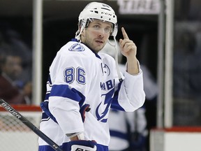 Tampa Bay Lightning right winger Nikita Kucherov on Nov. 14, 2016 in New York. (AP Photo/Kathy Willens)