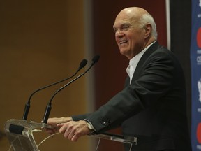 The Toronto Maple Leafs general manager Lou Lamoriello speaks to the media as they held their season-opening medicals and photo sessions at the MCC in Toronto on Thursday September 14, 2017. (Jack Boland/Postmedia Network)